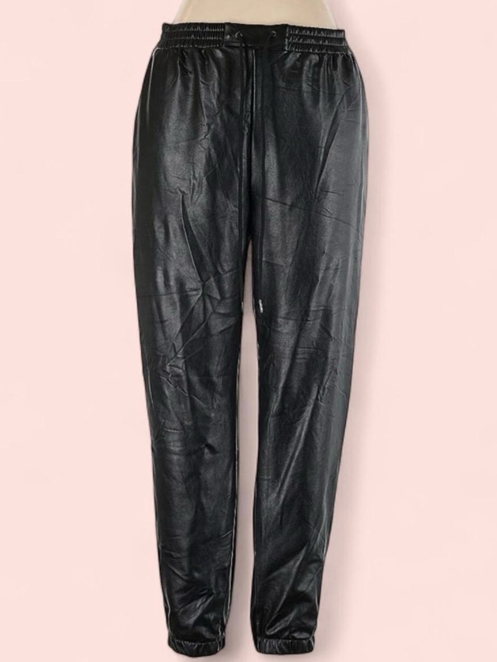 Shinestar Faux Leather Jogger Pants
